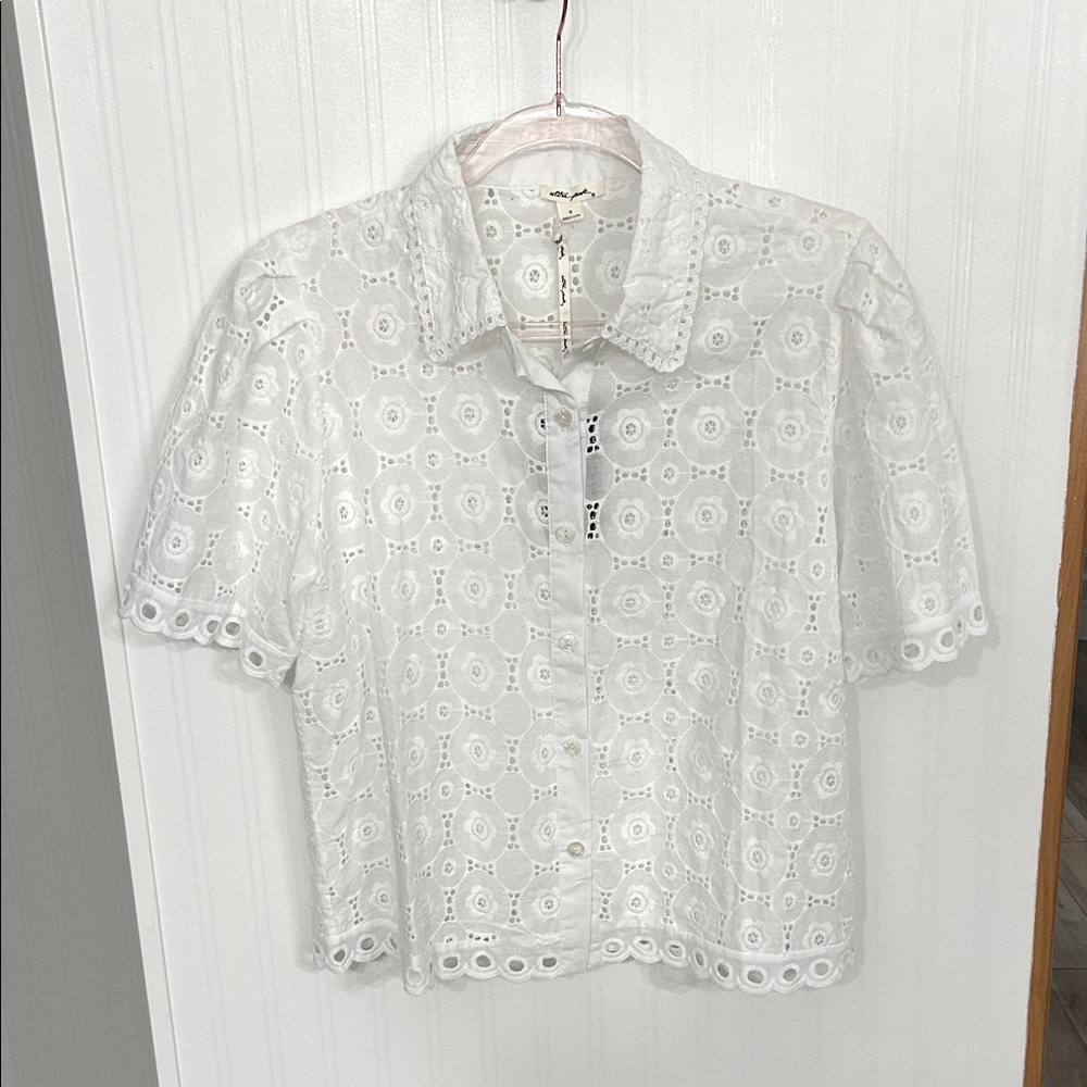 Ultra Pink White Eyelet Blouse